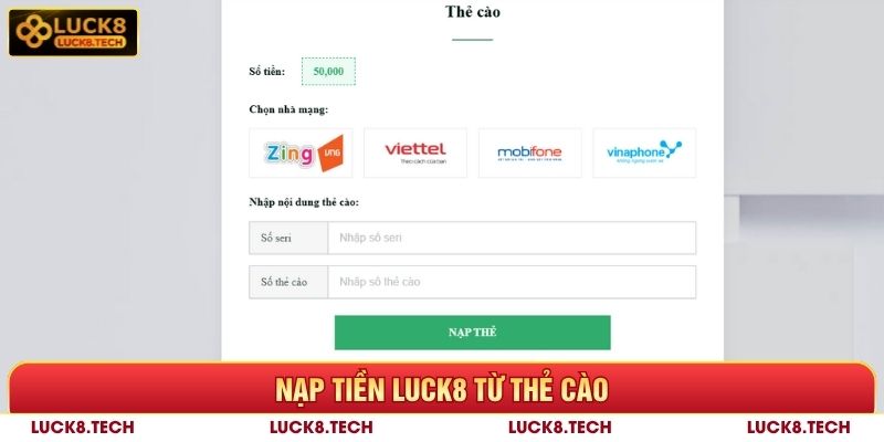 Nạp Tiền Luck8 - Hướng Dẫn Thực Hiện Và Giải Đáp Thắc Mắc 7 Nạp tiền Luck8 thẻ cào vào tài khoản game